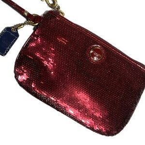 Coach Red Sequin Wristlet